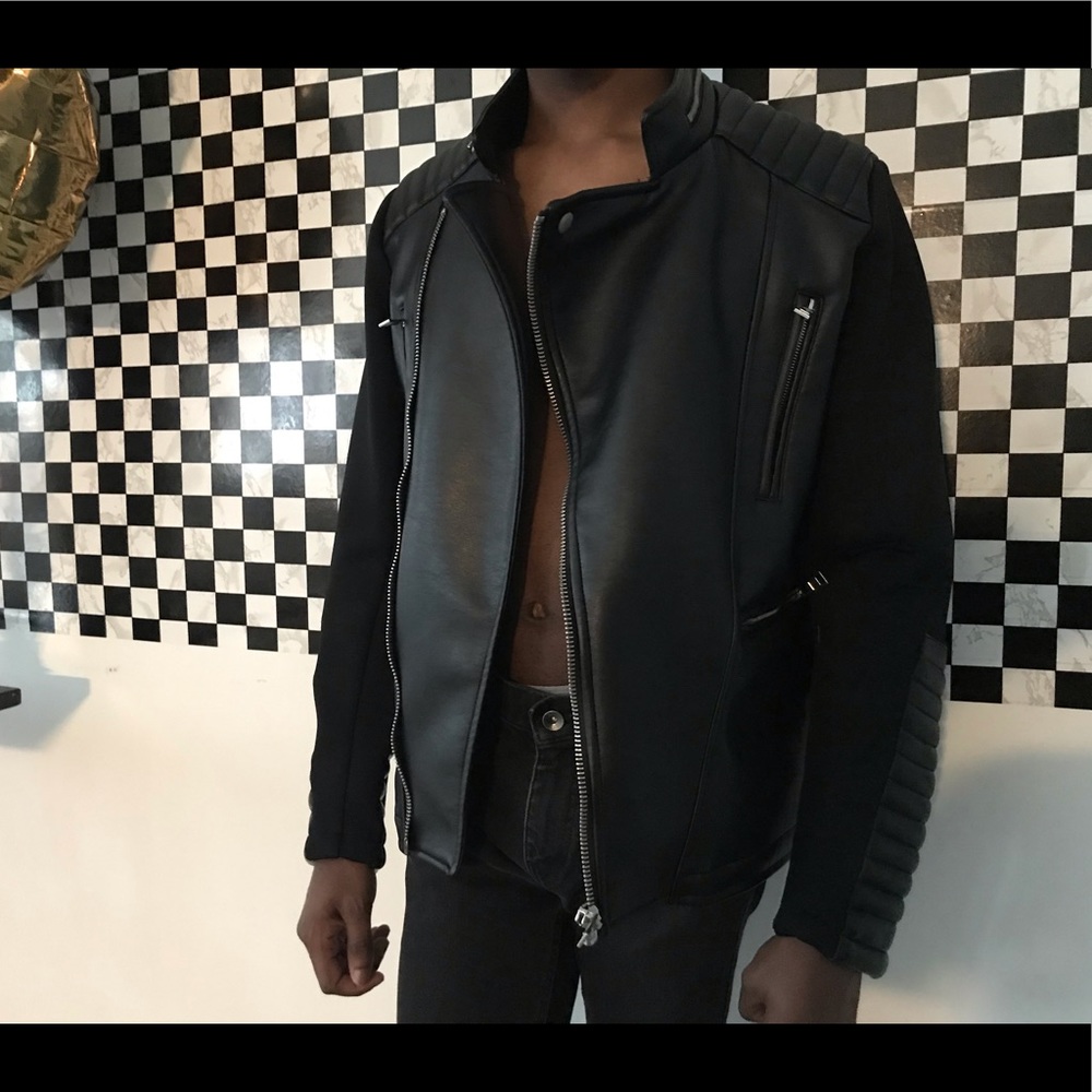 ASOS - Men’s Biker Jacket with Zippers -Black